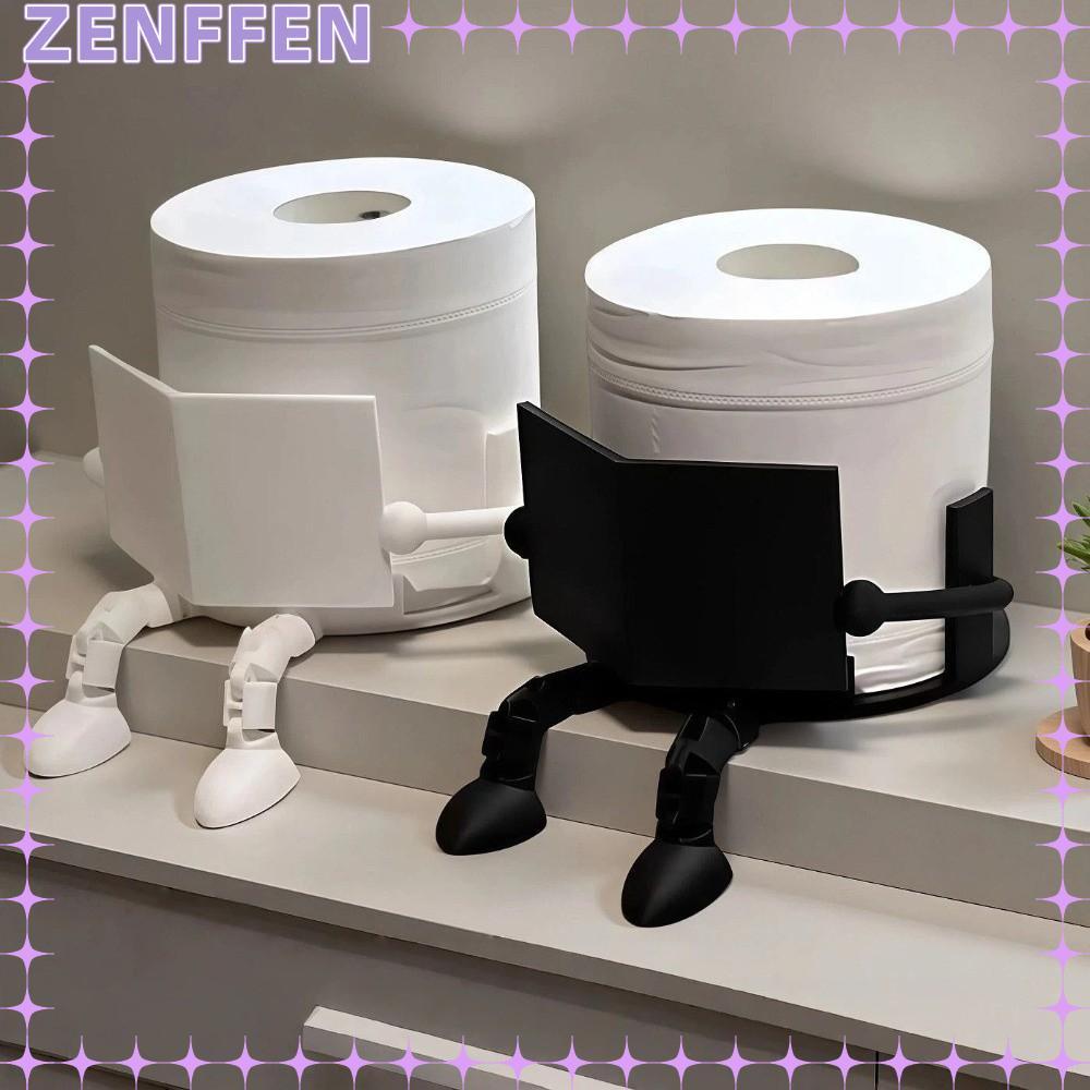 ZENFFENBC Roll Towel Stand, สีดําสีขาวพิมพ์ผู้ถือกระดาษชําระ, PP Reading Buddy Table Stand เครื่องปร