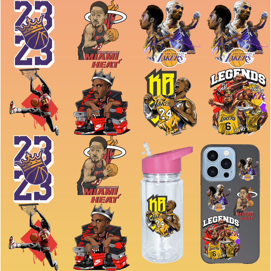 GEN745 NBA THEME สติกเกอร์คริสตัลกาว UV Transfer พิมพ์ DIY เคสโทรศัพท์แล็ปท็อปป้าย