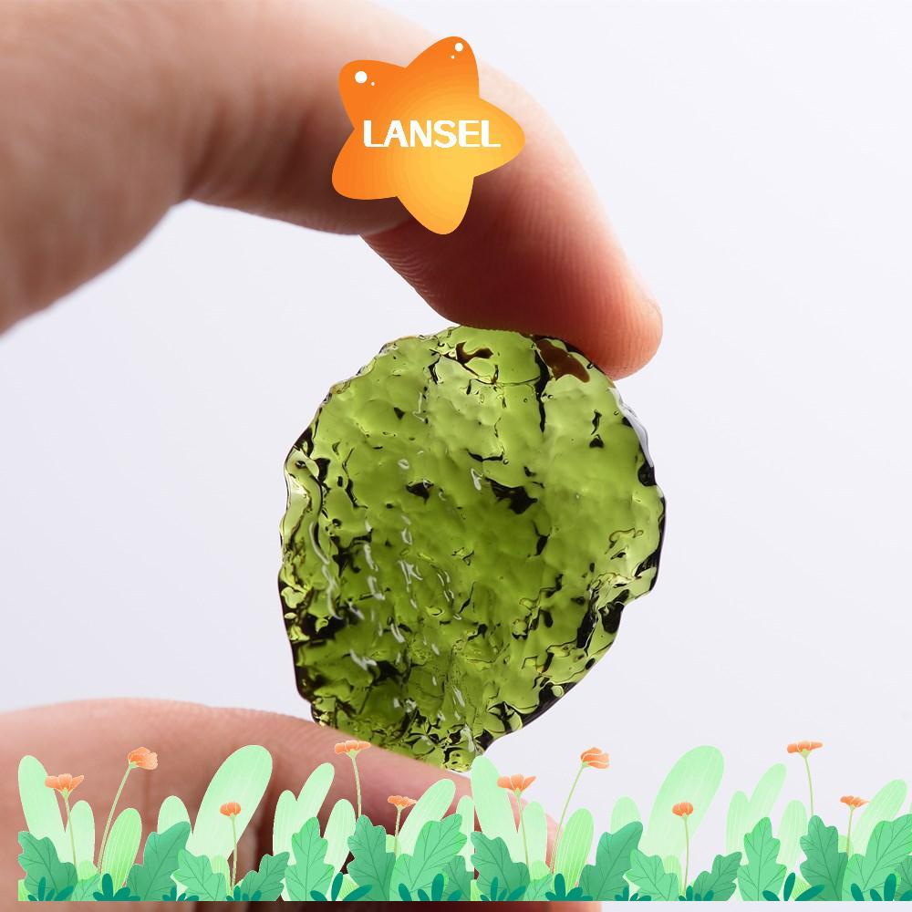 LANSEL Moldavite คริสตัลหินนําโชคของขวัญสําหรับผู้หญิงผู้ชายเครื่องประดับทําหินคริสตัลสีเขียวบด