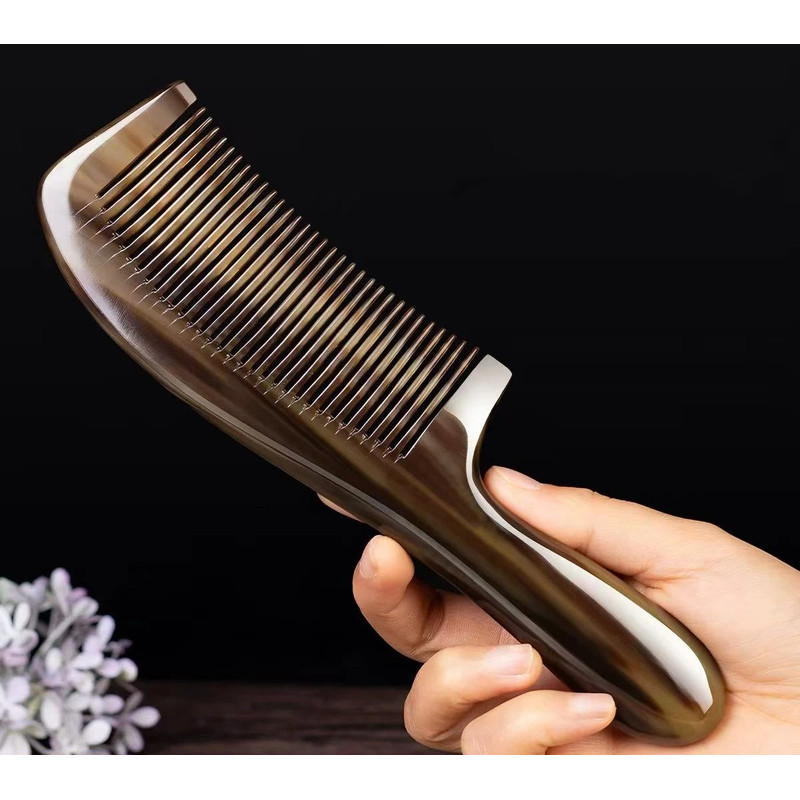 หวีซี่จามรีธรรมชาติ ด้ามจับหนา ป้องกันไฟฟ้าสถิตย์ สําหรับนวดหนังศีรษะ