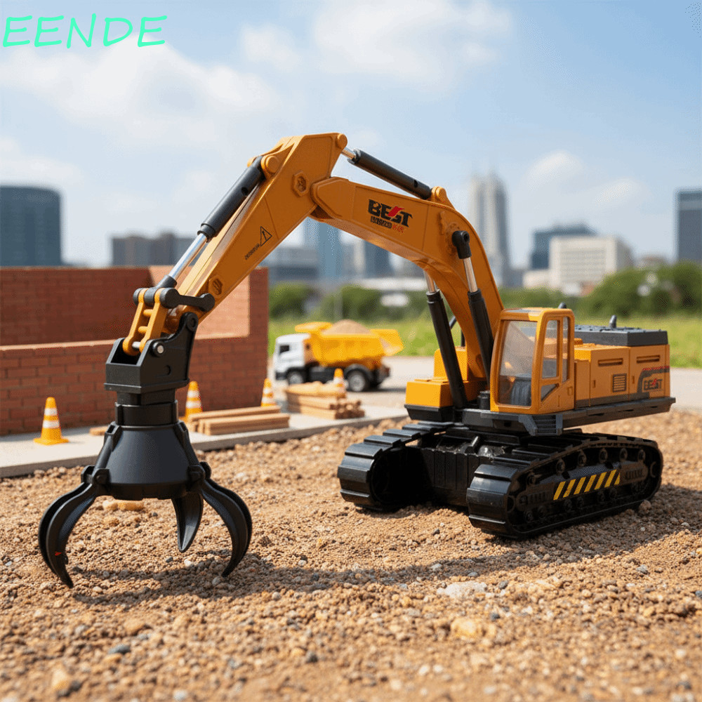 EENDE วิศวกรรม Diecast Crane, รถยกสีเหลืองขนาดเล็กวิศวกรรม รถปราบดิน, ลูกกลิ้งถนนพลาสติกก่อสร้างเฉื่