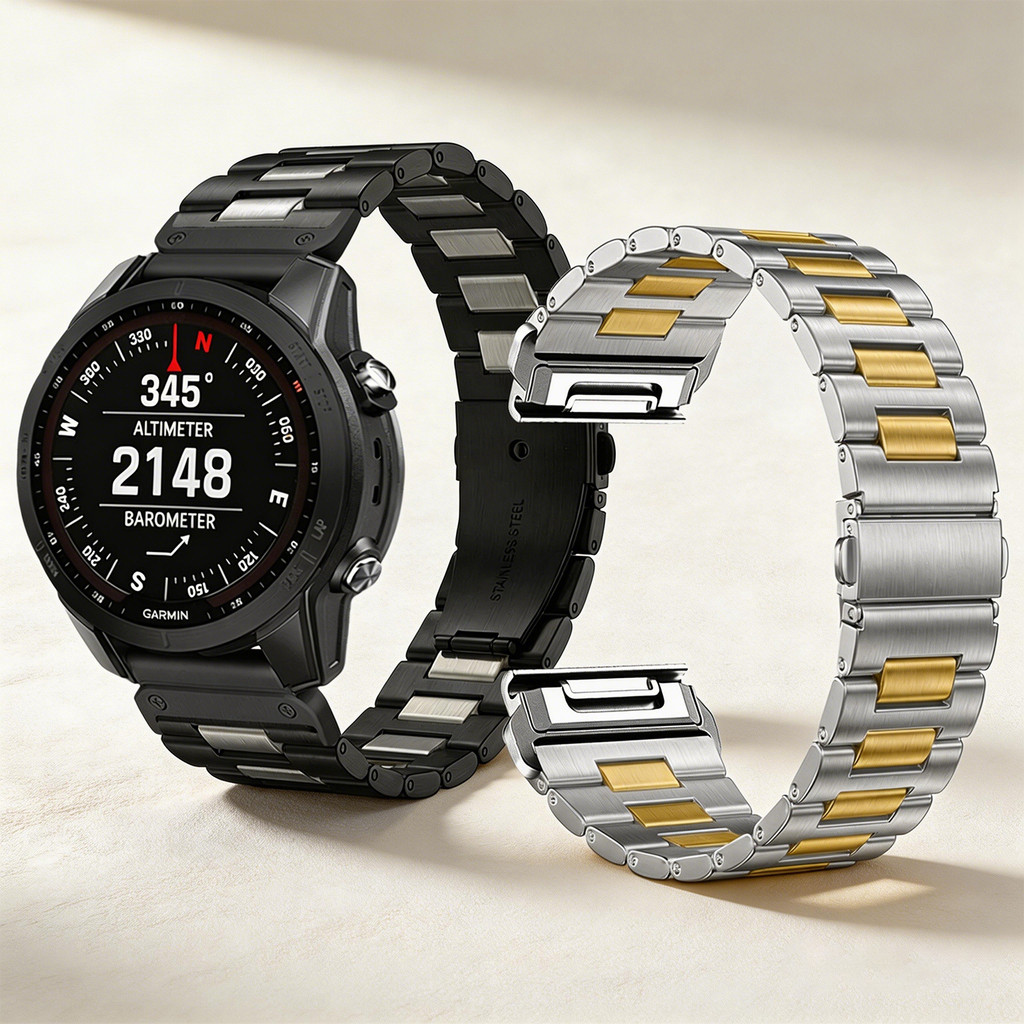 22 มม./26 มม.สแตนเลสสตีล QuickFit Band สําหรับ Garmin Enduro 3 & Forerunner 970