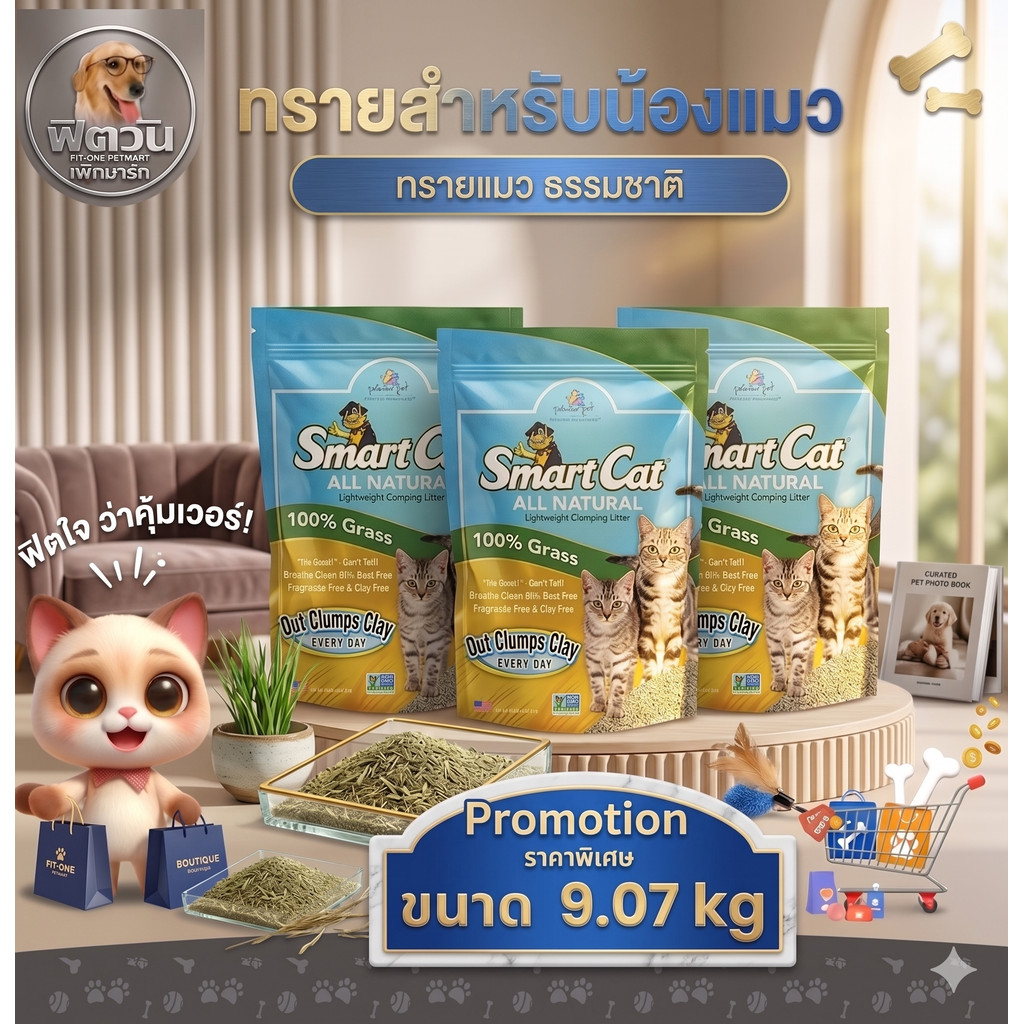 ทรายแมว Smart Cat All Natural Clumping Litter ขนาด 20 ปอนด์{ทรายแมว}