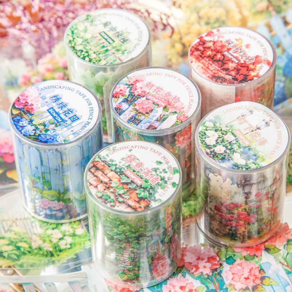 P PET Tape Fence Plant Series Plant ภูมิทัศน์คู่มือตกแต่งสติ๊กเกอร์ไหลเวียน 6 รูปแบบ