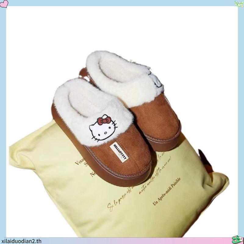 (Pre-order) Gukoo x Hello Kitty slipper  รองเท้าขนนุ่ม 🐱🍒