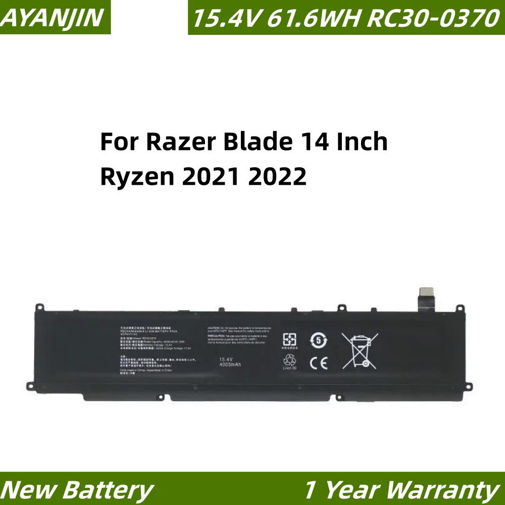 RC30-0370 15.4V 61.6WH แบตเตอรี่แล็ปท็อปสำหรับ Razer Blade 14นิ้ว Ryzen 2021 2022,RZ09-0370BEA3 RZ09