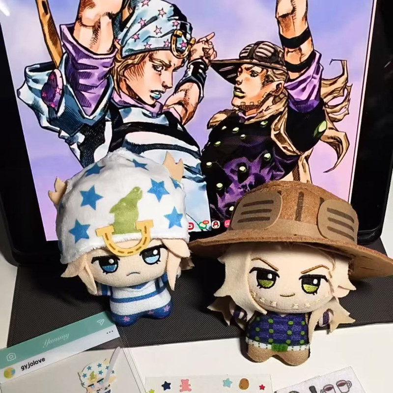 JoJo Steel Ball Run 10 ซม.ตุ๊กตาผ้าฝ้าย Johnny Gyro ตุ๊กตาพวงกุญแจน่ารักอะนิเมะรูปกระเป๋า Charm สําหรับคอลเลกชัน