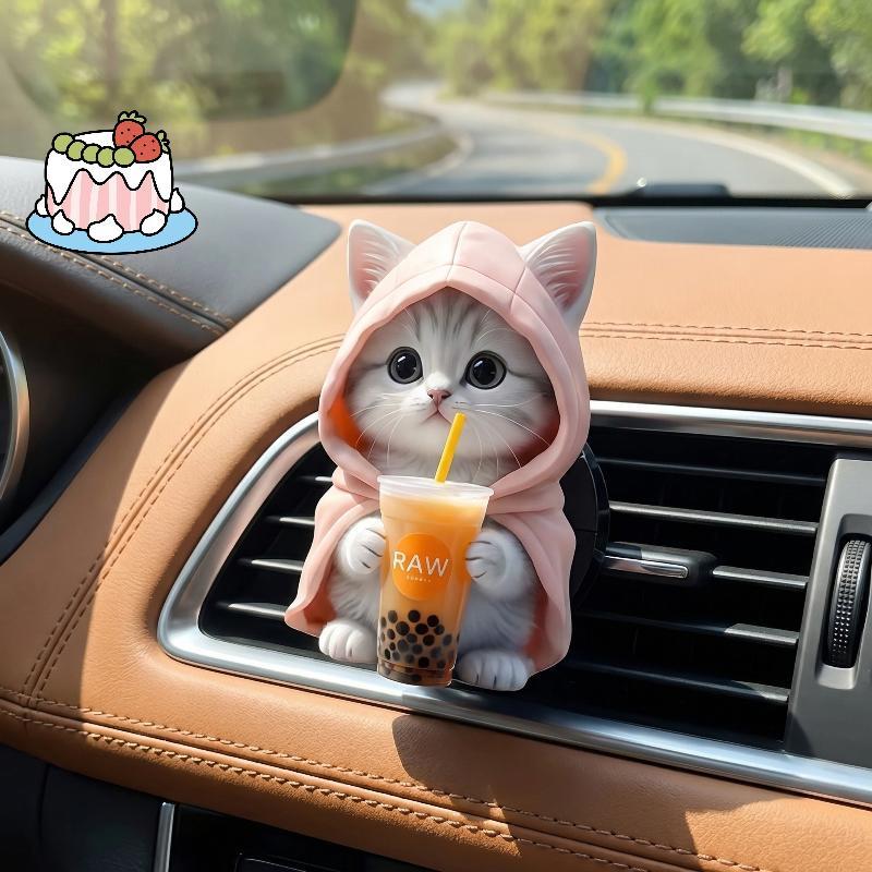 [เซ็ป-ที] แมวรถอากาศสดชื่นคลิปกลิ่นติดทนนานกําจัดกลิ่นสําหรับรถยนต์เต้าเสียบระบายน่ารักอุปกรณ์ตกแต่งภายในสําหรับตกแต่งรถยนต์