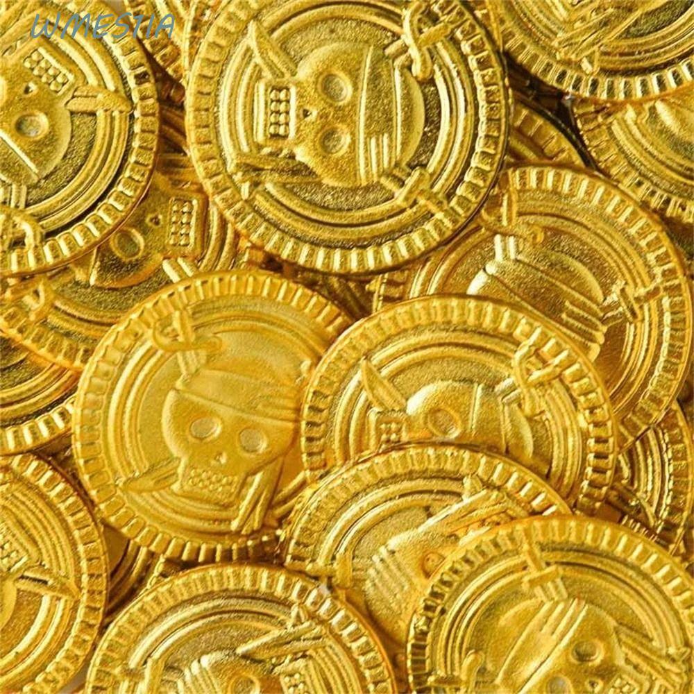 WMES1IA เหรียญทองโจรสลัด,พลาสติกตกแต่งสมบัติทองปลอม,คอสเพลย์ Props Gold Sliver 2.5 ซม.เด็กโปรดปรานฮา