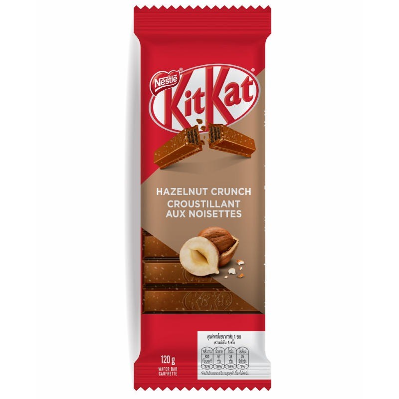 คิทแคทเฮเซลนัทครันช์แท็บเล็ตช็อกโกแลตนม 120ก KitKat Hazelnut Crunch Wafer Tablet Milk Chocolate 120g