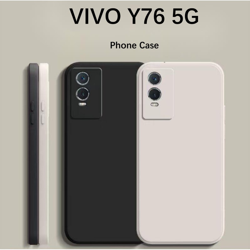 สต็อกพร้อม! สําหรับ VIVO Y76 5G กรณีป้องกันการล่มสลายซิลิโคนเต็มกรณีคลาสสิกสีทึบเคสโทรศัพท์