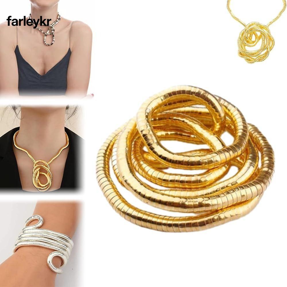Frl เค้นคอ ยืดหยุ่น,สีทองบิดงอได้สร้อยคองู,สีเงินพังก์โลหะผสมสร้อยข้อมือเครื่องประดับอุปกรณ์เสริม