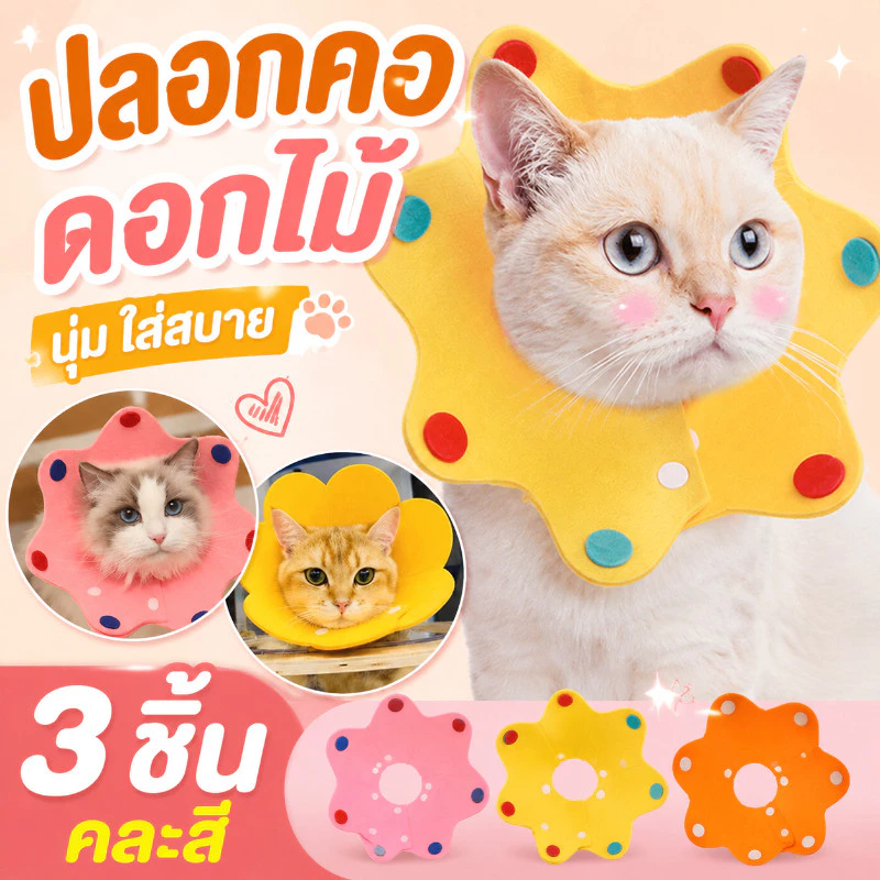 🐱 ปลอกคอกันเลีย คอลล่าแมว ปลอกคอป้องกันรอยขีดข่วนและป้องกันการเลีย ปลอกคอสัตว์เลี้ยง