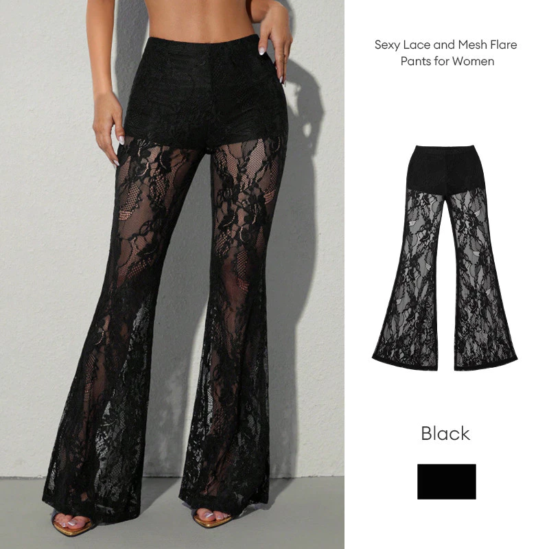 Sexy pants ขาม้าซีทรูผ้าลูกไม้ยืดมีซับขาสั้น PR