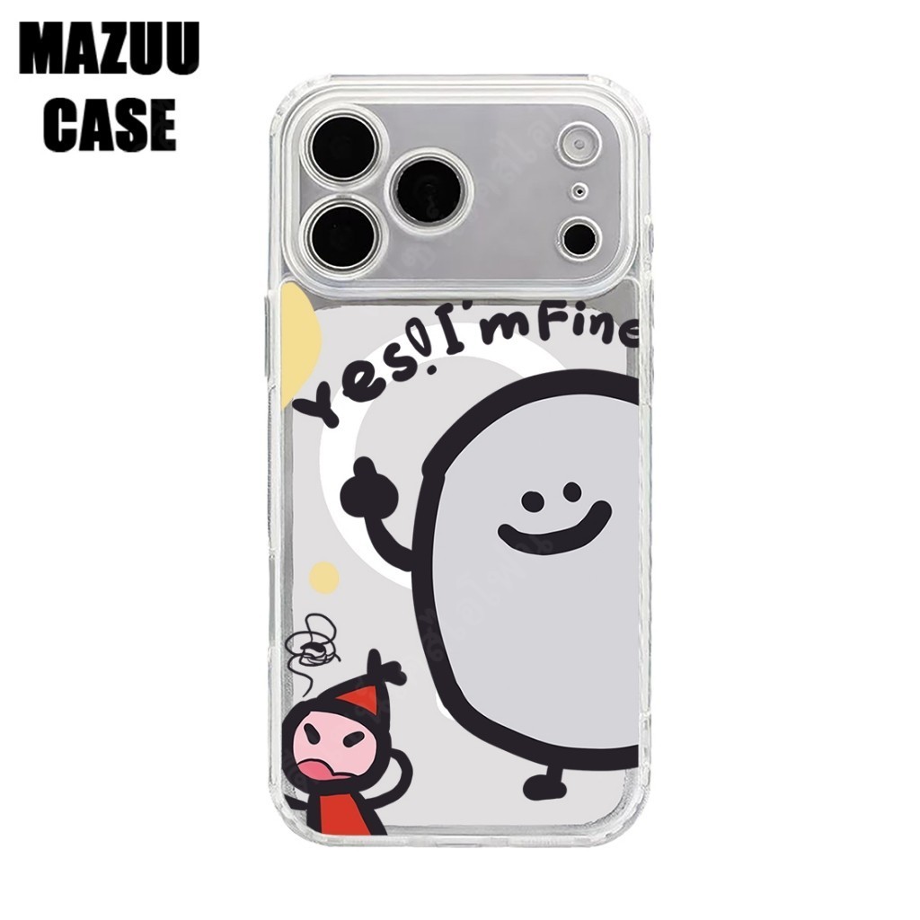 เคสไอโฟน TPU ใส แม่เหล็ก มีลายการ์ตูน yes I'm fine สไตล์น่ารัก สำหรับ iPhone 17 16 15 14 13 12 11 Pro Max Plus