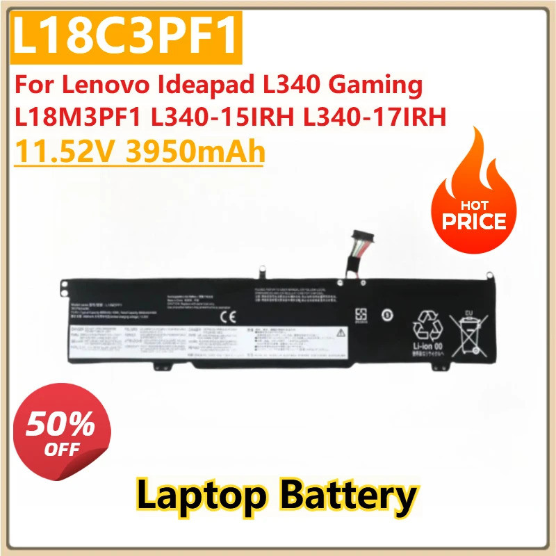 ใหม่เปลี่ยนแบตเตอรี่แล็ปท็อป L18C3PF1 11.52V 3950mAh สําหรับ Lenovo Ideapad L340 Gaming L18M3PF1 L34