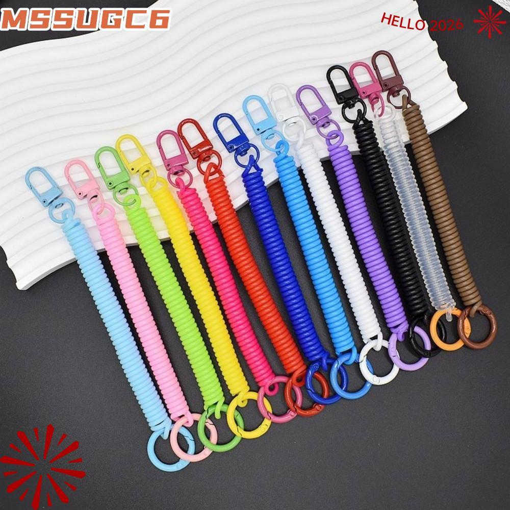 IMSSUG เกลียวฤดูใบไม้ผลิ Lanyard,หดโลหะ Clasp Coil Springs พวงกุญแจ, สีสัน DIY สายรัดยืดหยุ่น Telescopic Spring Key แหวนกลางแจ้ง