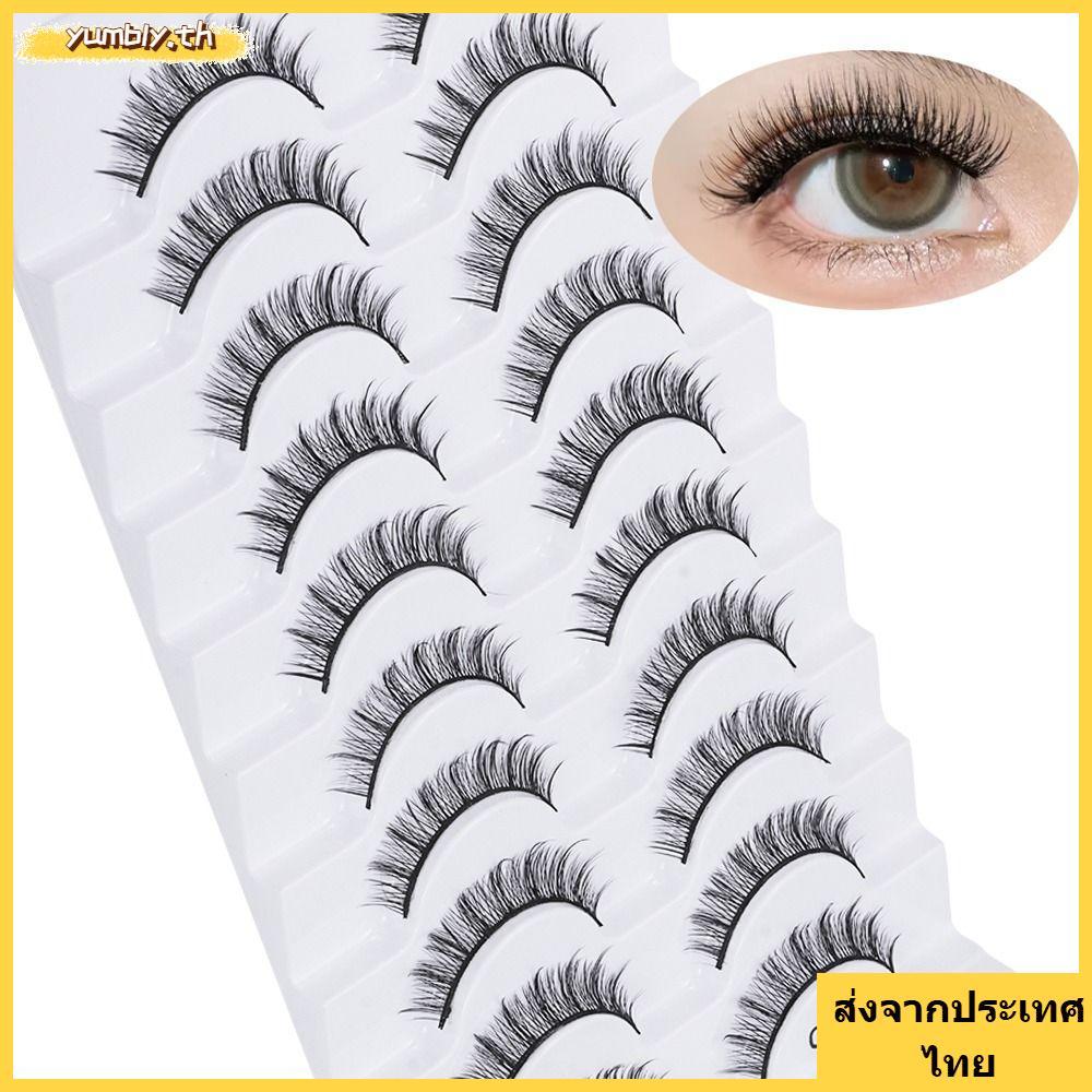 จัดส่งจากประเทศไทยYUMBLY 10 คู่ Faux Mink Lash, Full Strip Handmade ขนตาปลอม, ผู้หญิงแฟชั่น Cruelty-free Natrual Long Eye เครื่องมือแต่งหน้า Eye Lash Extension