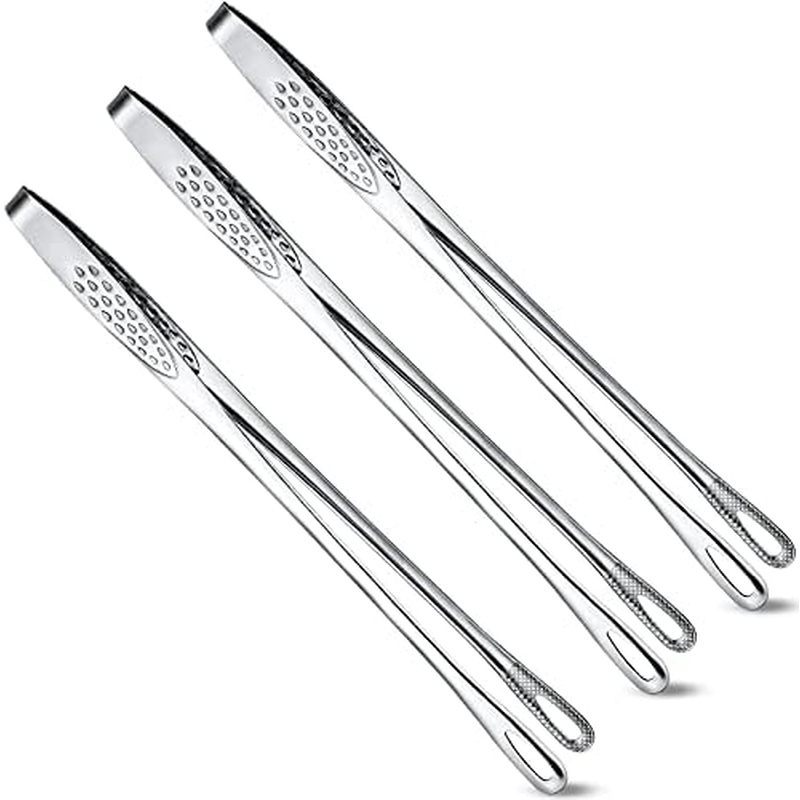 Geiserailie 3 Pcs 9.4inch Korean BBQ Tongs Stainless Steel Kitchen Tweezers Grill for Cooking Hot Po