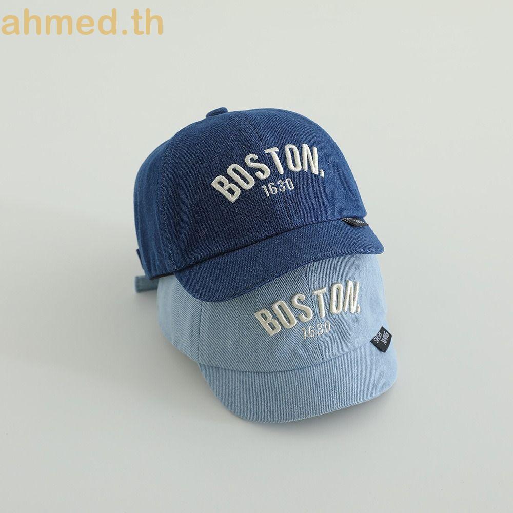 AHMED Denim Cap, Hip Hop Short Brim Letter Baseball Cap, Casual Dome Blue 1-3Y Baby Visor Hat Kids