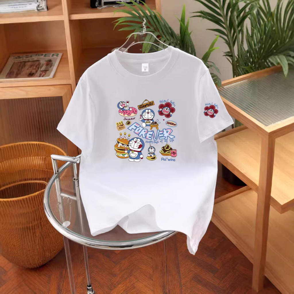 20262026สไตล์ใหม่บวกไหล่ผ้าฝ้ายแท้แขนสั้นเสื้อยืดผู้ชายผู้หญิงสไตล์เดียวกัน High-End Casual แฟชั่น Slimmer ดูครึ่งแขนคู่สวมใส่ COD 2026 แฟชั่น COD XOL
