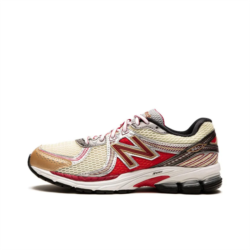 สินค้าแท้อย่างเป็นทางการ New Balance NB 860 V2 "สีกากีสีแดง "รองเท้ากีฬา ML860AD2 ขายร้อน OH5T