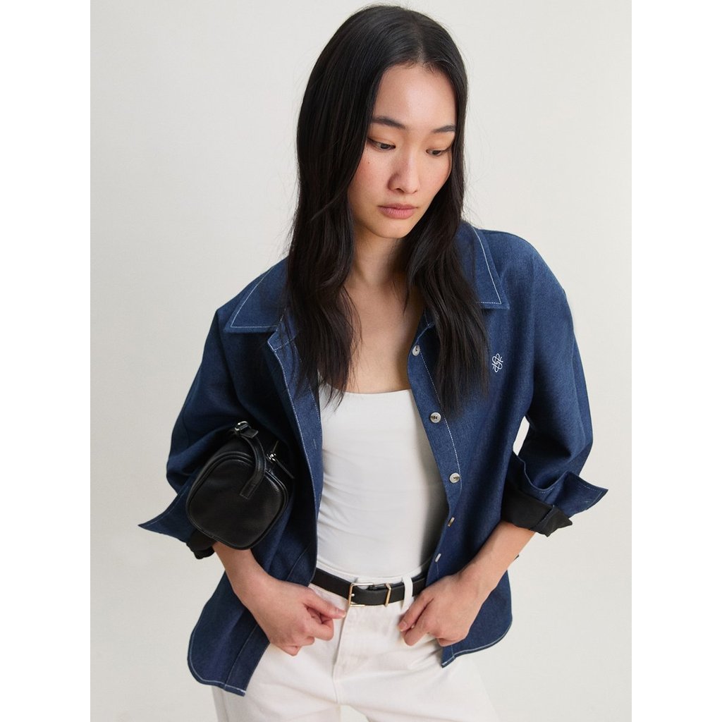 [Pomelo] เสื้อเชิ้ตเดนิมทรงหลวม / Denim Shirt