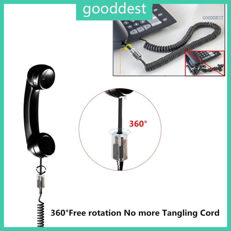 GOO RJ9 โทรศัพท์ Handsets โทรศัพท์สายไฟ Untangler 360 องศาหัวหมุน RJ9 4P4C