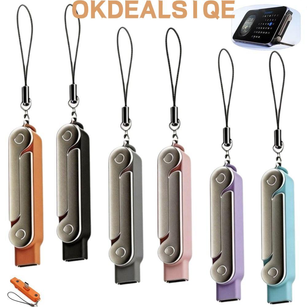 OKDEALS1QE แท่นชาร์จเร็วเป็นพิเศษ 360° ตัวแปลงสายเคเบิลข้อมูลแบบพับได้แบบหมุนได้ขาตั้งสายเคเบิลแบบถอดได้