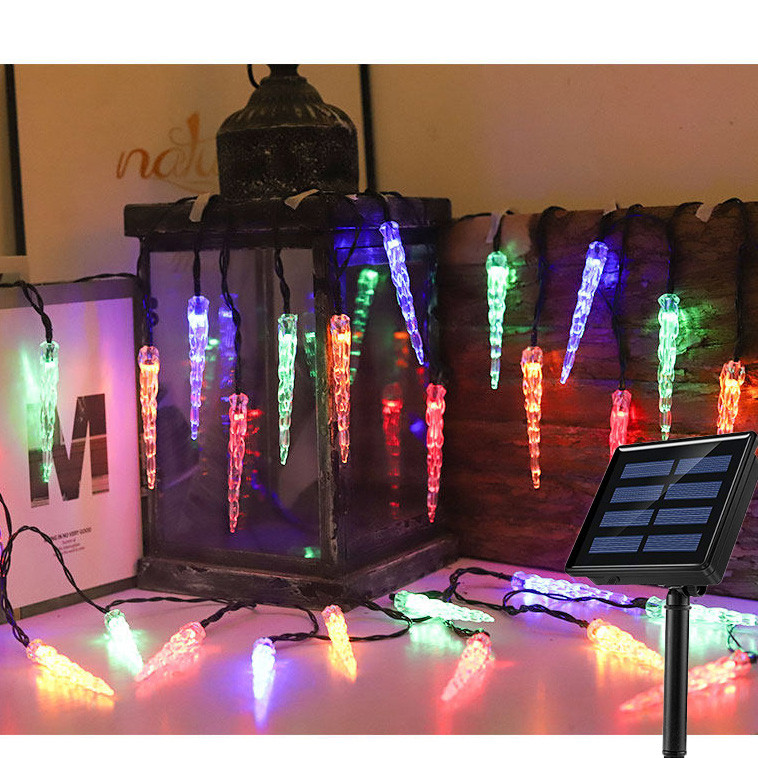 Luminous Ice Bar led Ice Cone String Light พลังงานแสงอาทิตย์ USB 5m12m โคมไฟคอลัมน์น้ําแข็งกลางแจ้งก