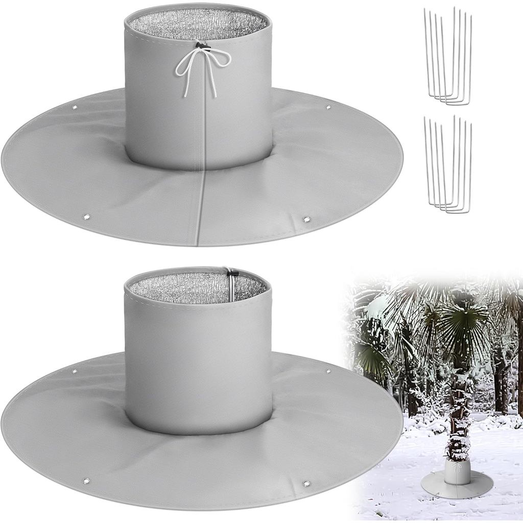 Adnee 2 ชิ้นปาล์ม Tree Root Protectors,3 ชั้น Tree Root Freeze Protectors กับเล็บพื้นดิน,ฤดูหนาว Tre
