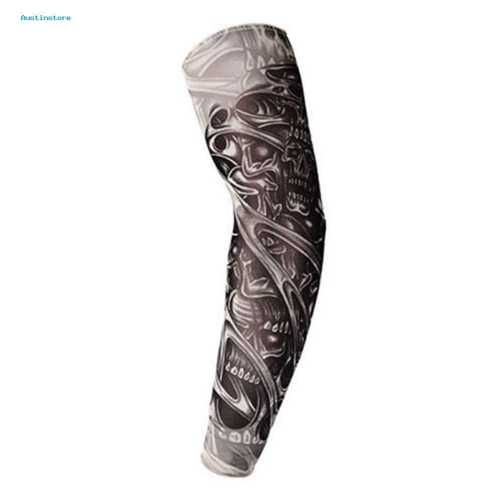 Unisex Stretched UV Protection Cycling Outdoor Fake Slip On Tattoo Arm Sleeve
