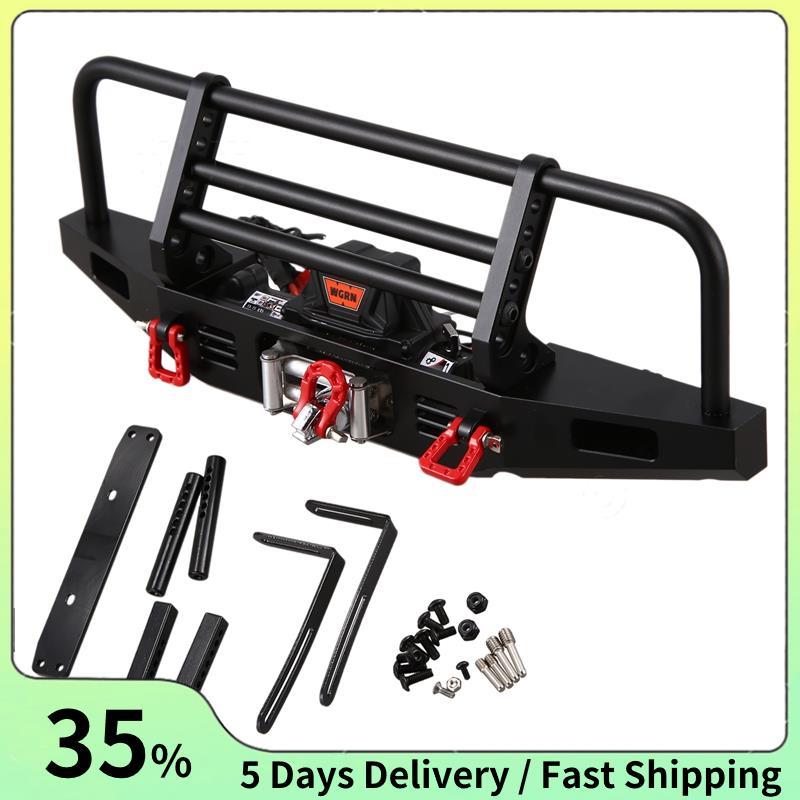 กันชนหน้าโลหะพร้อมระบบรีโมทคอนโทรล Winch สําหรับ 1/10 RC Crawler TRX4 SCX10 & SCX10 II 90046
