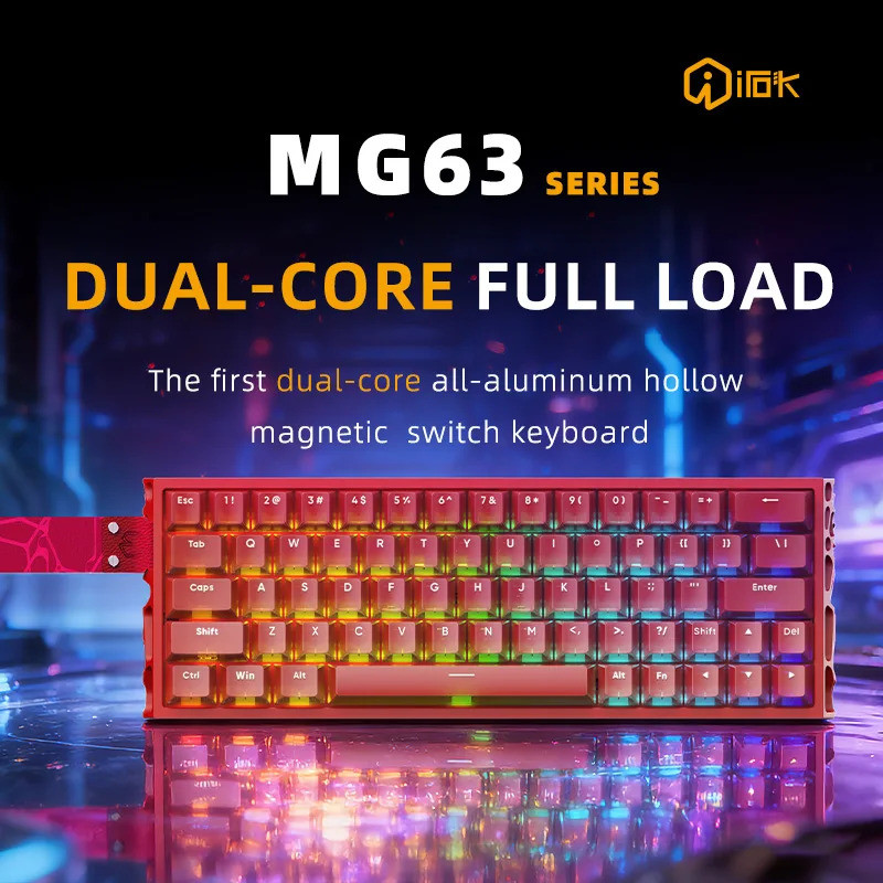 IROK MG63 Dual-MCU 63kyes Magnetic Switch Gaming Mechanical Keyboard RT0.001mm Quick Trigger Hot Swa