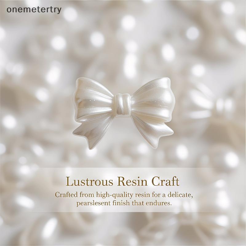 Onem Pearlescent สีขาวริบบิ้นโบว์เล็บ Charms 30PCS สําหรับ DIY เล็บเล็บ Party ตกแต่งอุปกรณ์ n