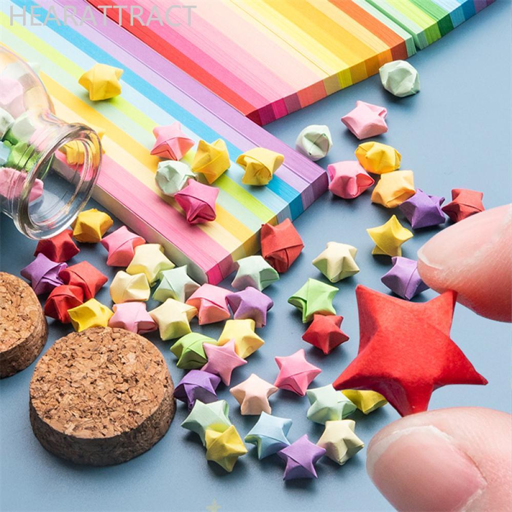 HEARATTRACT 540 Gradient สี Origami ดาวกระดาษแถบสองด้าน Lucky Star Origami ตกแต่งกระดาษพับสําหรับเด็
