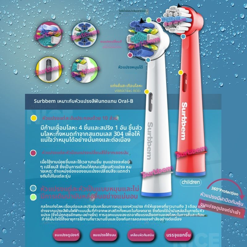 หัวแปรงสีฟ้าไฟฟ้าเด็ก ขนอ่อน สำหรับ Oral-B D100/D12/DB4510/Pro1Kids/3710