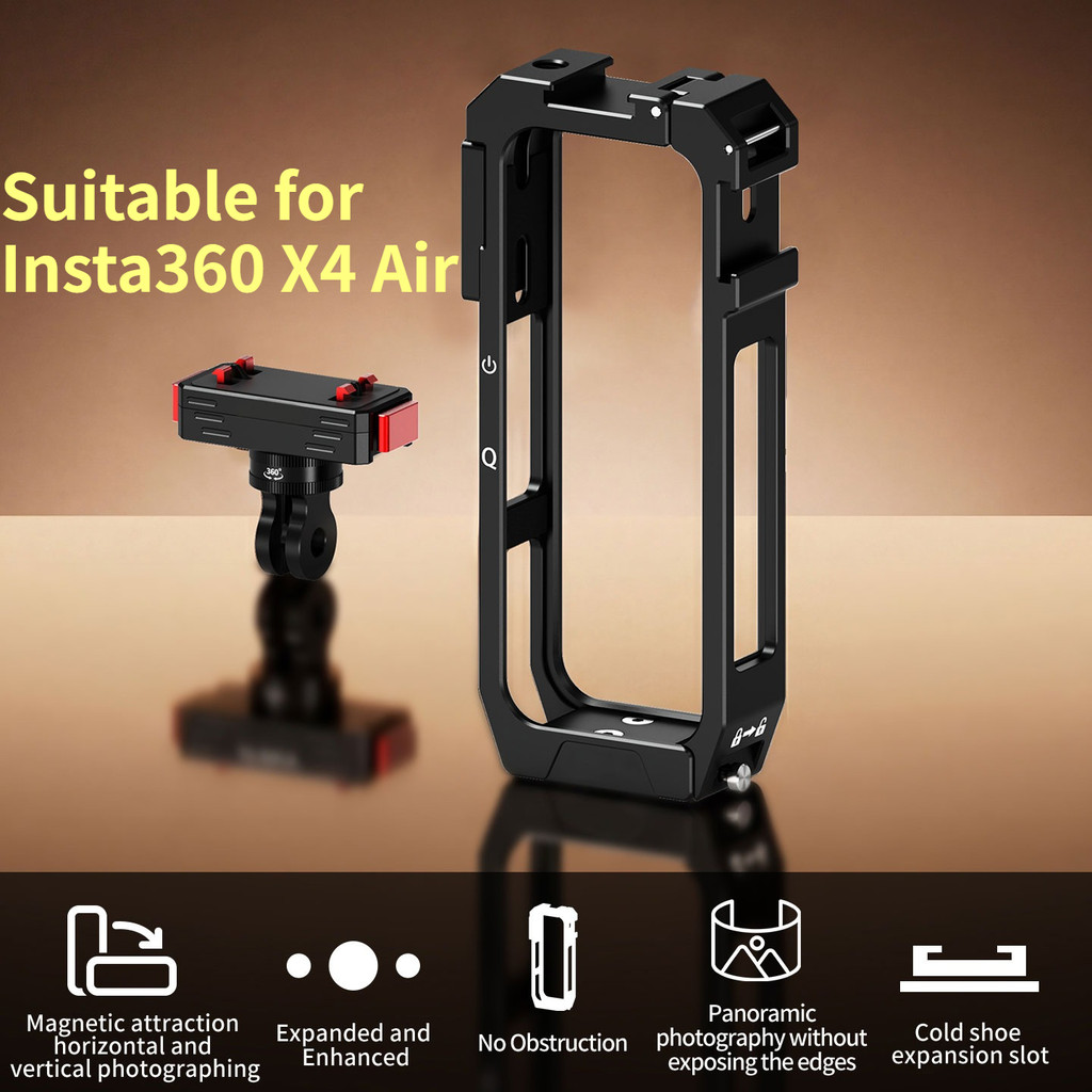 NovelGoal เคสป้องกันภาพแนวตั้งแนวนอนพร้อม 360° ฐานแม่เหล็กหมุนได้สําหรับการขยายมัลติฟังก์ชั่น Insta360 X4 Air