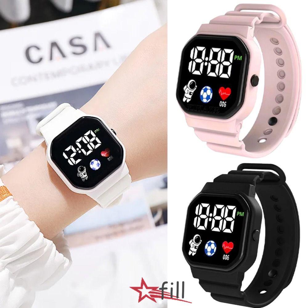 นาฬิกาเด็ก FILL สปอร์ต ออกแบบเหมือนมนุษย์อวกาศ กันน้ำได้ มีหน้าจอ LED และสายซิลิโคน สำหรับเด็กนักเรียนทั้งชายและหญิง