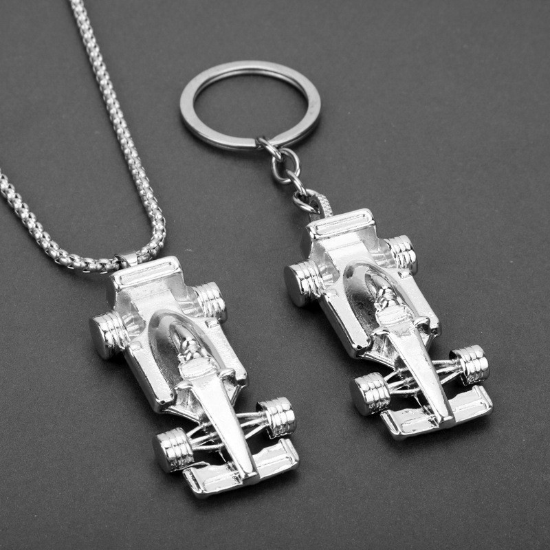 Spot Goods#Creative Cartoon Mini Racing Car Metal Pendant for Men, Versatile Simulation F1Racing mod