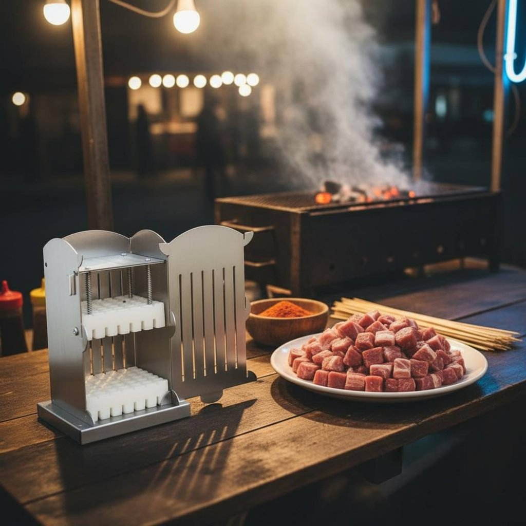 Fast Skewing Quick Kebab ทําเครื่องมือทําความสะอาดง่าย Multi Skewer Threading Machine Hygienic สําหร