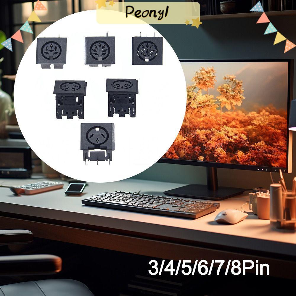 PEONY DIN Mini Jack, Mini 4 5 6 8 เสา DIN หญิงซ็อกเก็ตเชื่อมต่อ, DIN ซ็อกเก็ตคีย์บอร์ดปลั๊ก 4P/5P/6P
