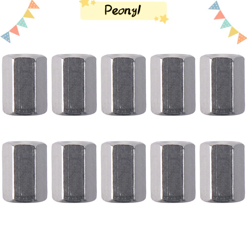 PEONY 10 ชิ้น Hex Nuts, 304 สแตนเลส M3 M4 M5 M6 Hex Coupling Nuts, Durabl Silver Tone Hex Rod Compre