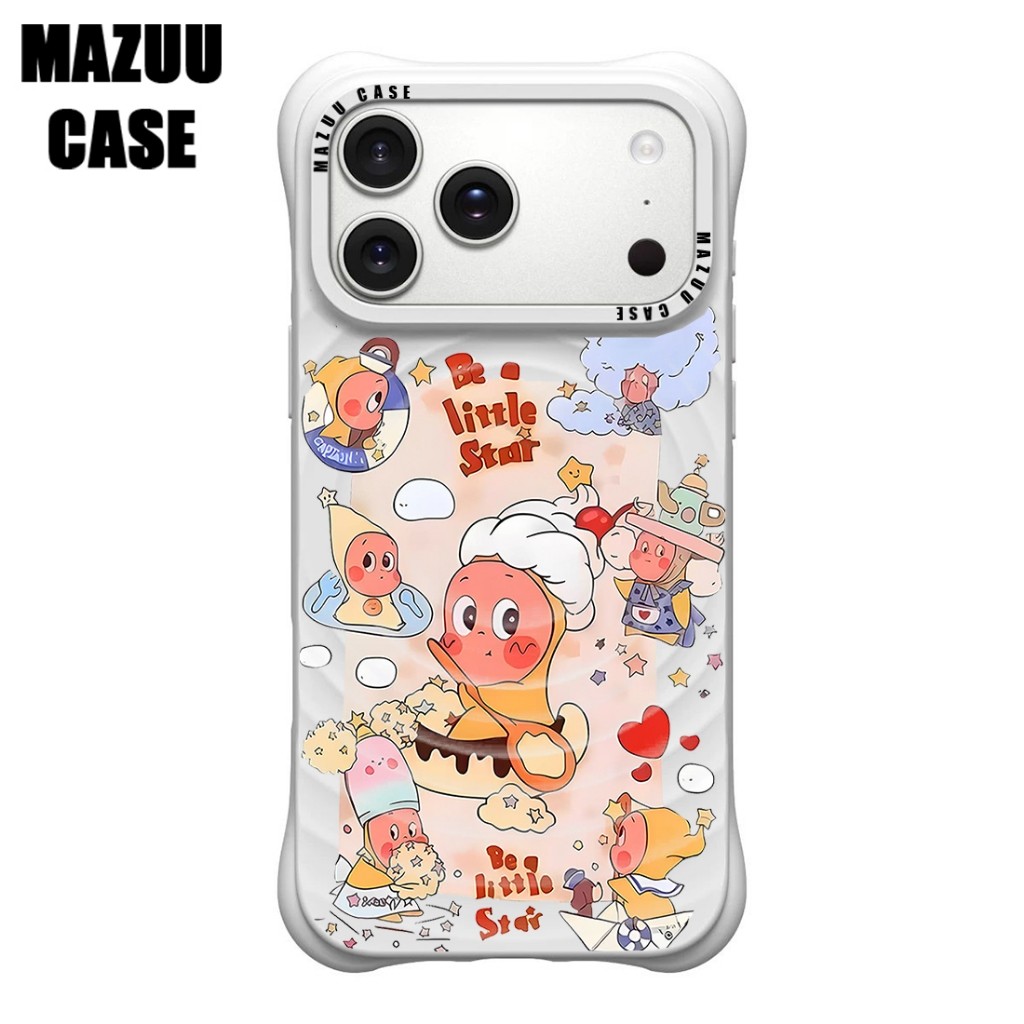 เคสไอโฟน ซิลิโคนสีขาว แม่เหล็ก กันกระแทกมุม ลายการ์ตูน TwinkleTwinkle Be a Little Star สำหรับ iPhone 17 16 15 14 13 12 1