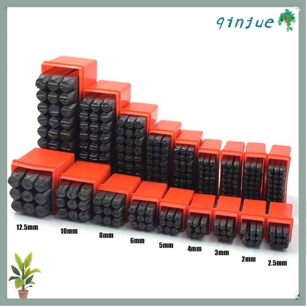 QINJUE Letter & Number Stamp Punch, เหล็กพลาสติก Digital Letter Stamp, เครื่องมือปั๊ม 3-12.5 mm Lett