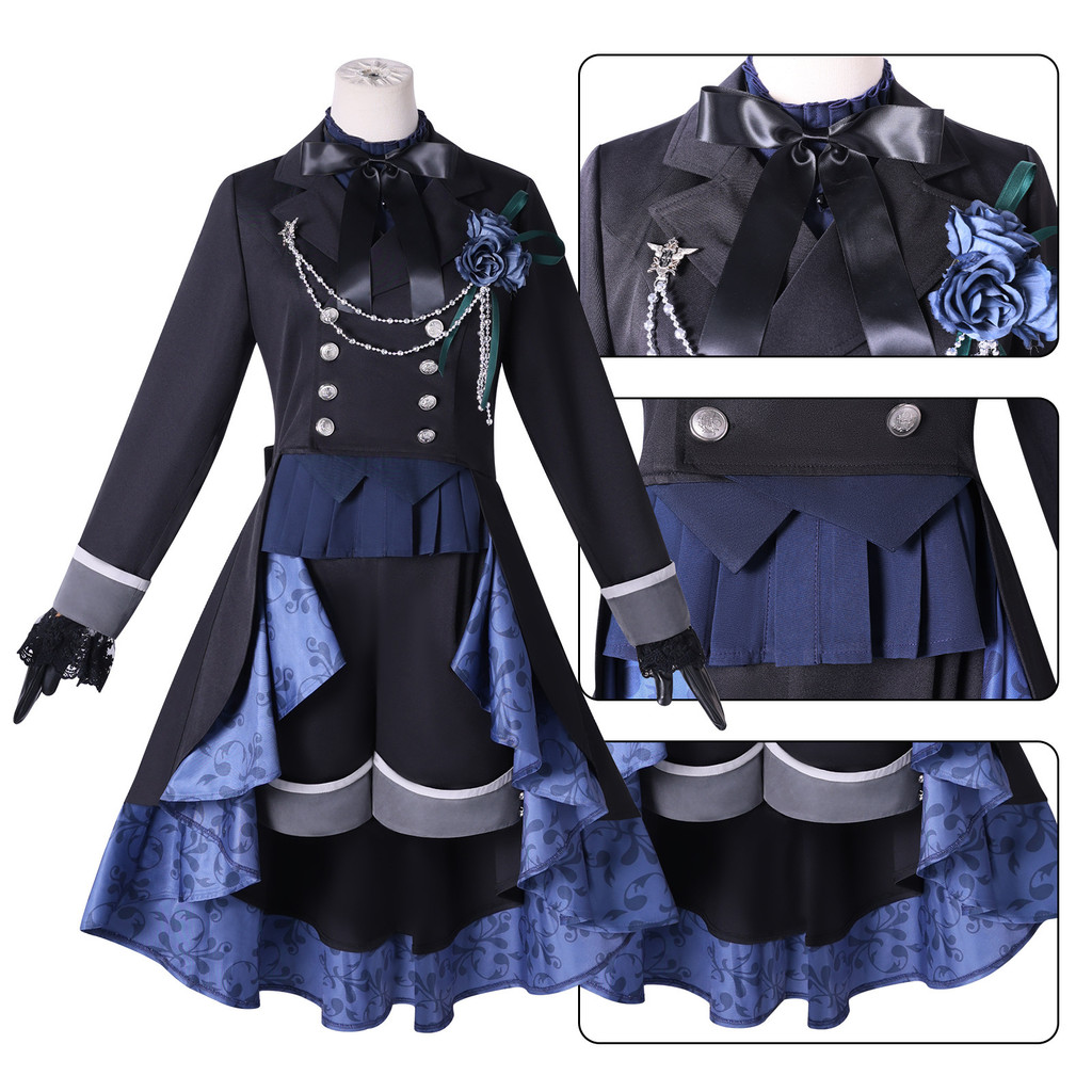Black Butler Green Witch Edition COS Costume, Episode 21 Black Rose Ciel cosplay outfit, women's cos