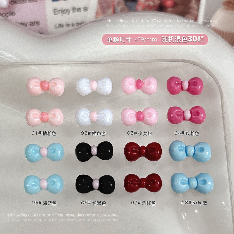 Sweetheart Bowknot Nails Accessories Cartoon Bow Tie Wear Nail Resin Nail Diamond Accessories
