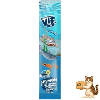 (ยกกล่อง 40 ซอง) Vif Soft Cream ขนมแมวเลีย ซอฟท์ครีม สูตรนมแพะ ไก่ ทูน่า แซลมอน แมวเลีย ขนาด 15g