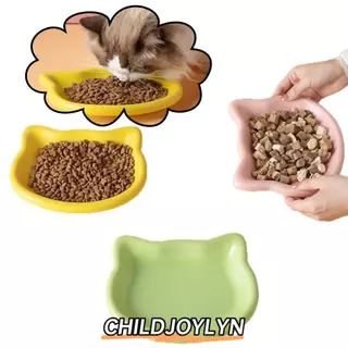 CHILDJOYLYN ชามแมว, ชามอาหารแมวรูปแมวพลาสติก, ชามลูกแมวพลิกป้องกันการล่มสลายน่ารักกันลื่นให้อาหารสัตว์เลี้ยง