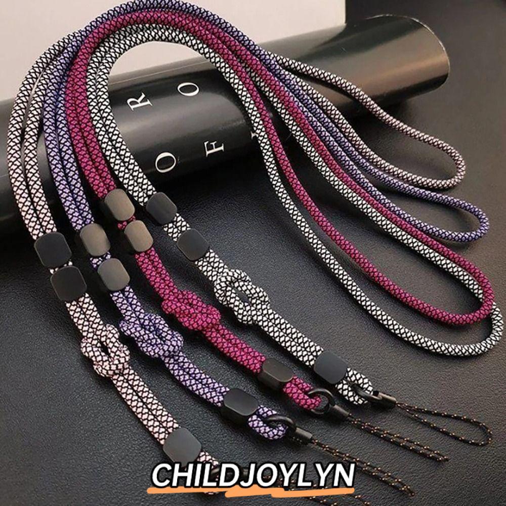CHILDJOYLYN โซ่ห้อยคอ, เชือกเส้นเล็กโทรศัพท์มือถือแบบถอดได้ทอมือ, เชือกเส้นเล็กแบบใช้คู่ป้องกันการสูญหายแบบยาวแบบปรับได้